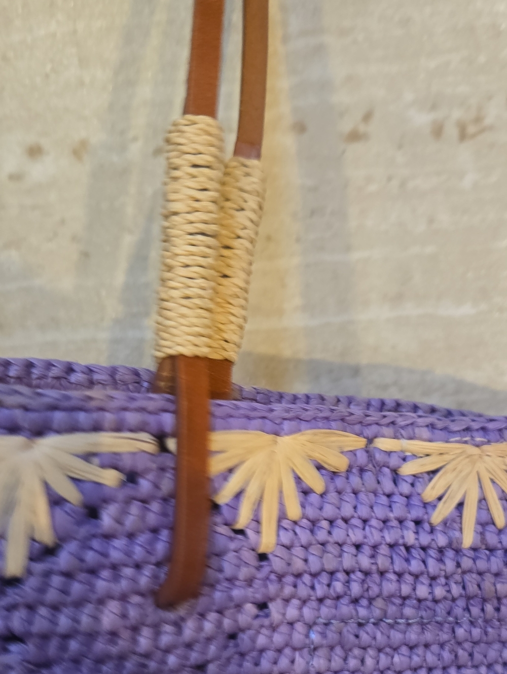La Maroquinerie Sezane Paris Purple Raffia Bucket Shoulder/Crossbody Bag - Picture 5 of 13